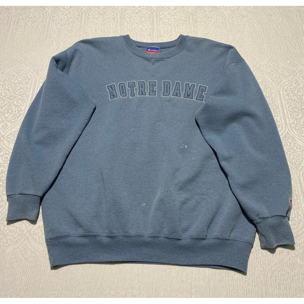 Champion Notre Dame Sweatshirt Mens Large Blue Crewneck Authentic Athletic S1220